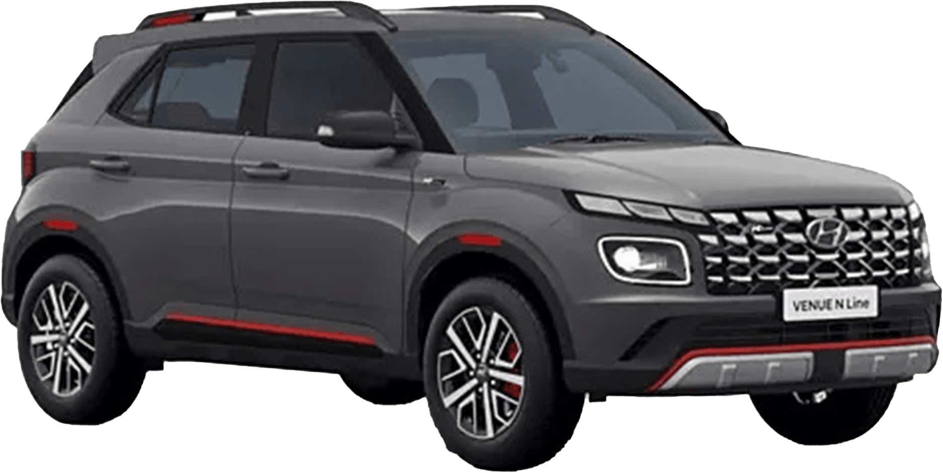 front three-quarter view of a Shadow Grey Hyundai Venue N Line