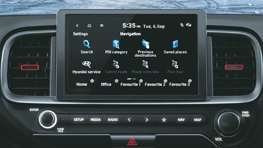 infotainment system and dashboard of a Hyundai Venue N Line