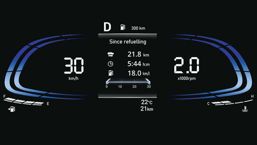 digital instrument cluster of a Hyundai Venue
