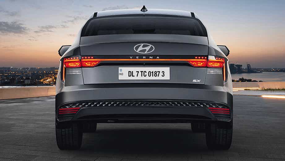 Rear view of a Hyundai Verna SX