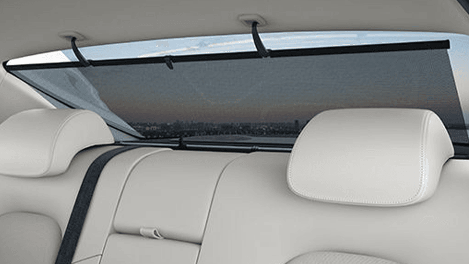 Rear seat and sunshade view of a Hyundai Verna