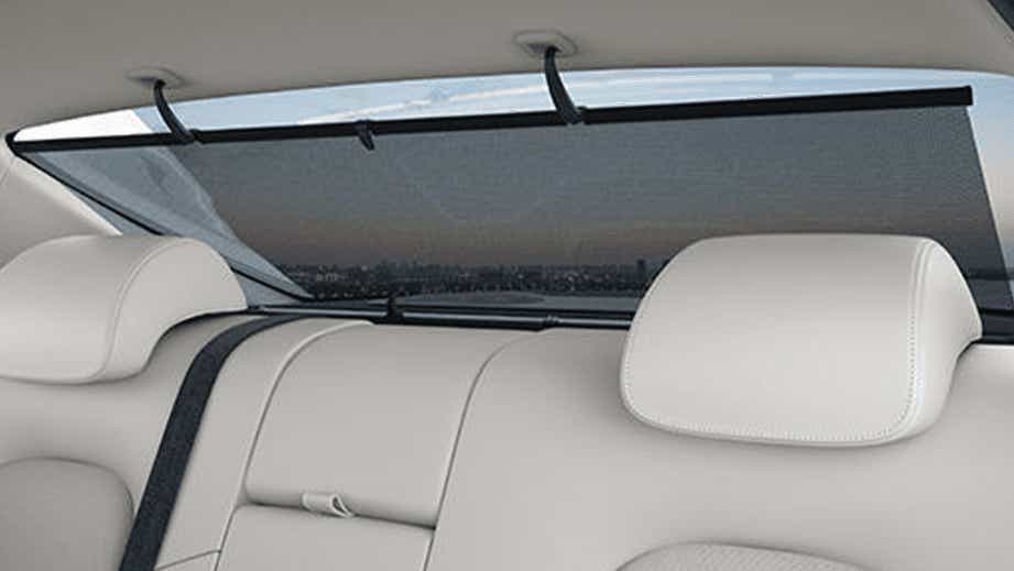 Rear seat and sunshade view of a Hyundai Verna