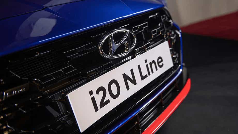 Front grille close-up of a Hyundai i20 N Line