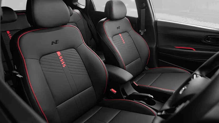 front seats and interior dashboard view of a Hyundai i20 N Line