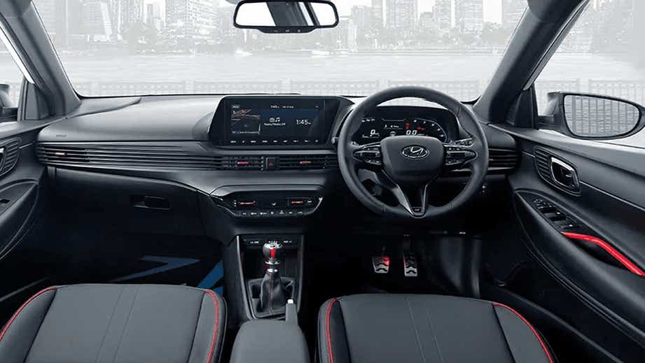 Interior dashboard view of a Hyundai i20 N Line