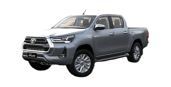 front three-quarter view of a Gray Metallic Toyota Hilux