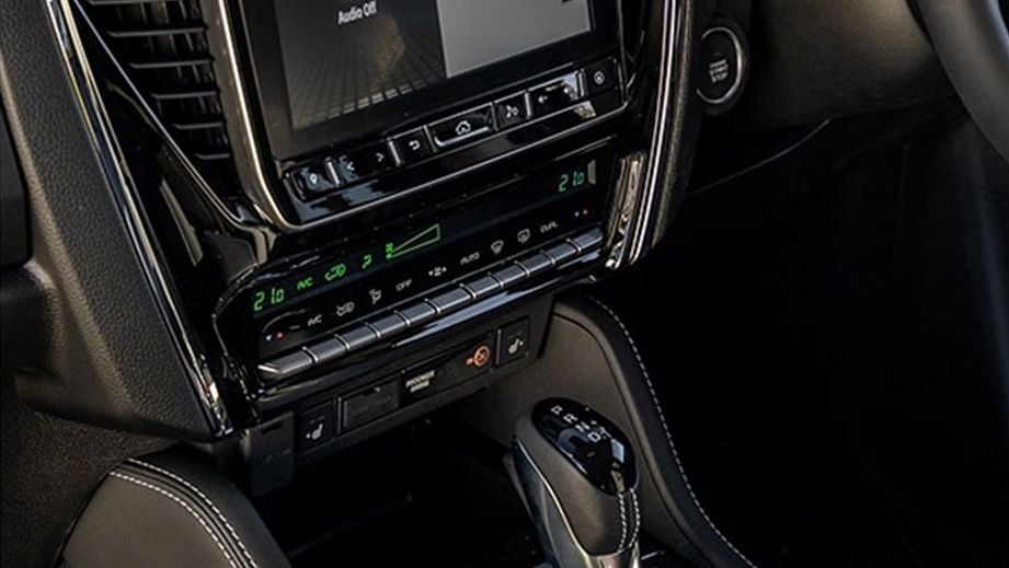 Interior dashboard and gear shifter of an Isuzu MU-X