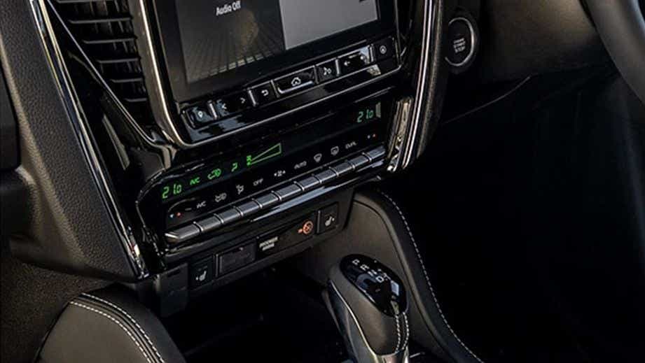 Interior dashboard and gear shifter of an Isuzu MU-X