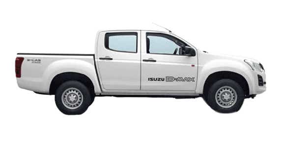 side view of a Splash White Isuzu S-CAB