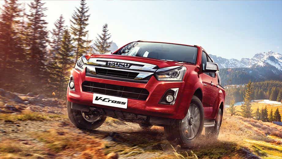 front view of a Red Spinal Mica Isuzu V-Cross