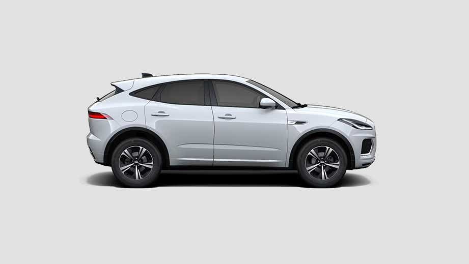 side view of a Fuji White Jaguar E-Pace