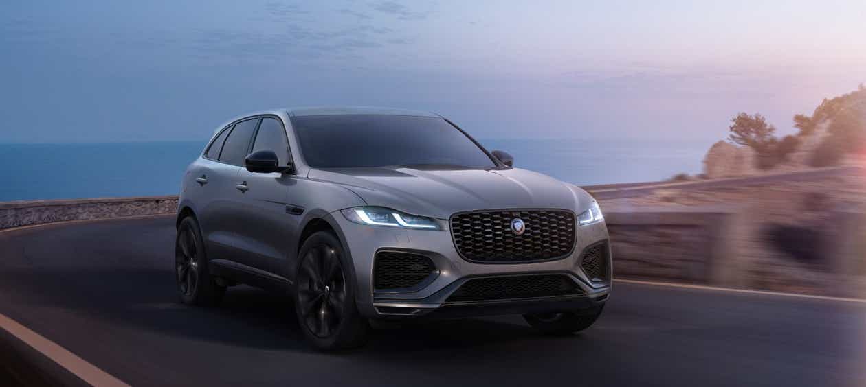 Front three-quarter view of a Jaguar F-Pace