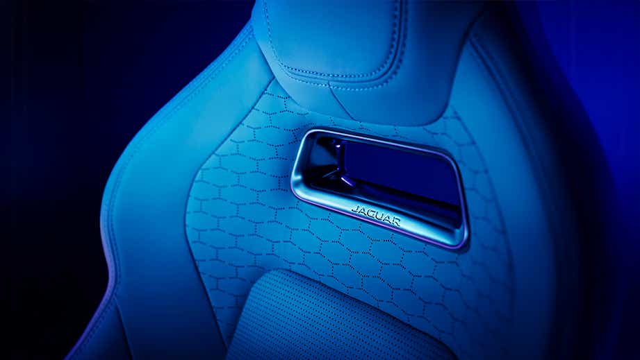 close-up of seat detail in a Jaguar F-Pace