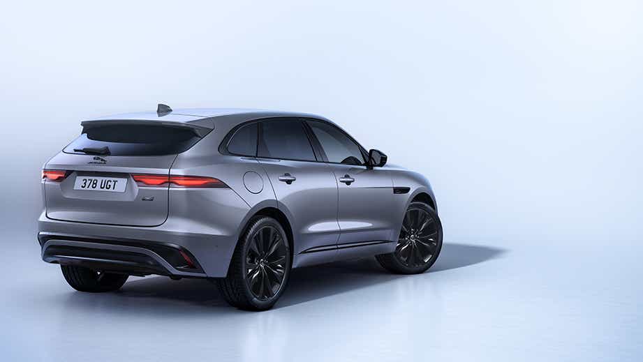 Rear three-quarter view of a Jaguar F-Pace