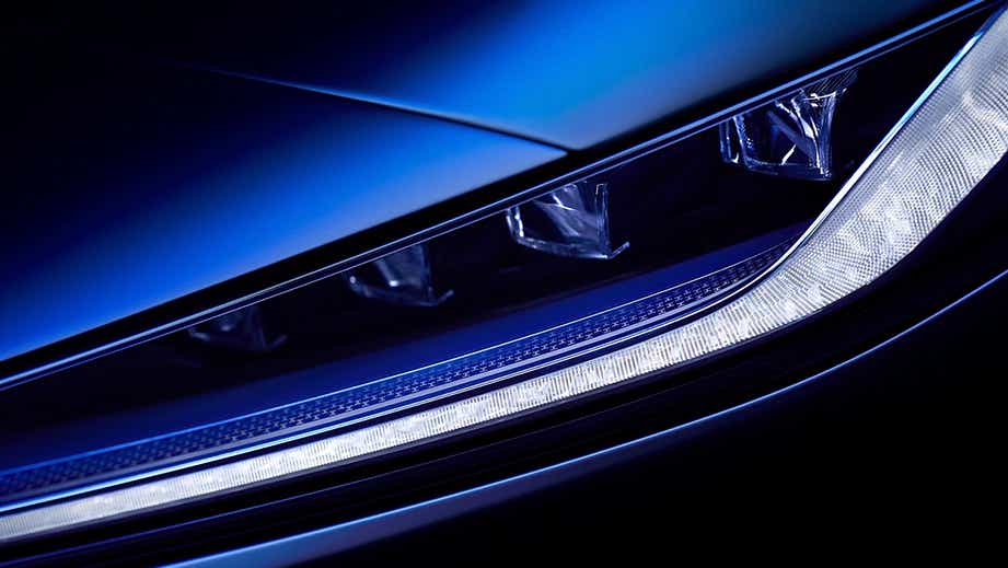 headlight close-up of a Jaguar F-Type