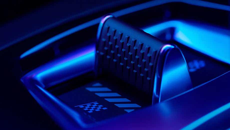 Gear selector close-up of a Jaguar F-Type