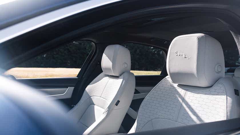 front seats and interior of a Jaguar XF