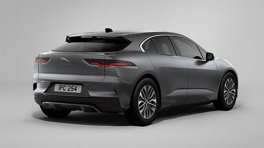 rear three-quarter of a Carpathian Gray Satin Finish Jaguar I-Pace