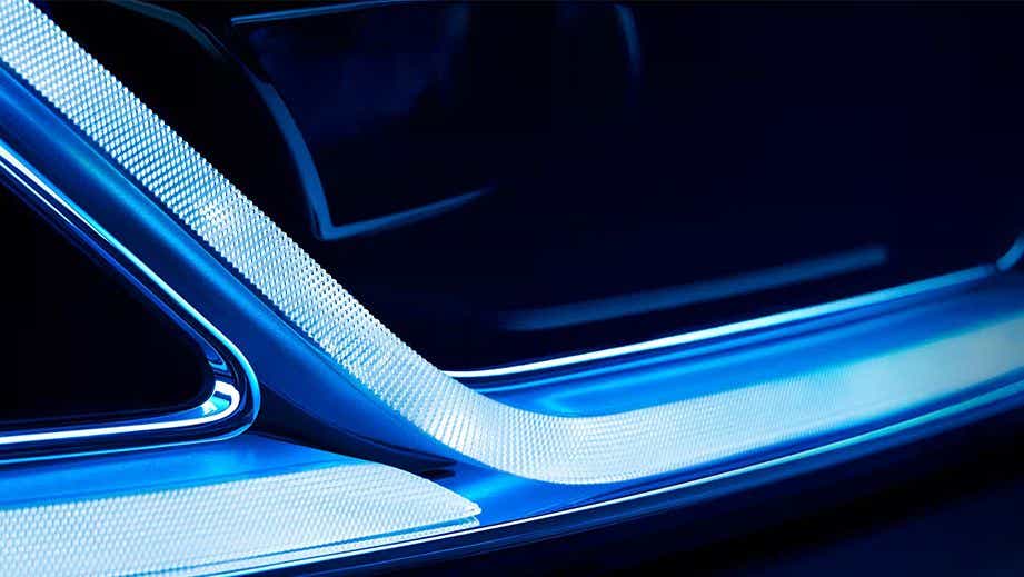 headlight close-up of a Jaguar I-Pace