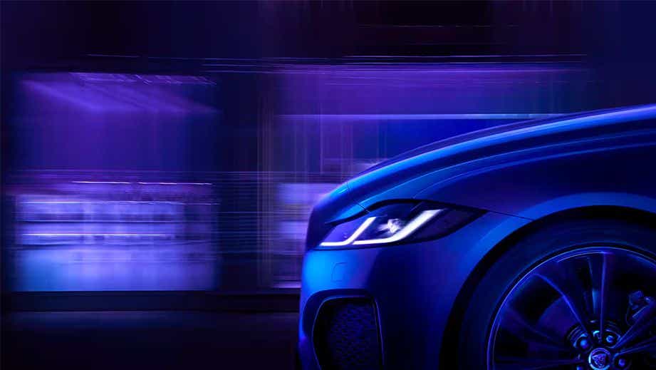 Front headlight and wheel of a Jaguar XF