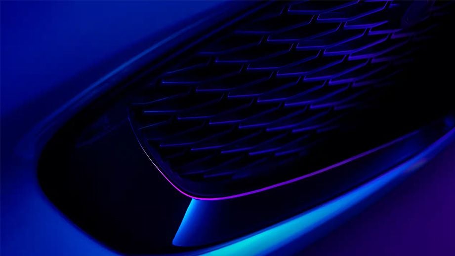 close-up of grille on a Jaguar XF