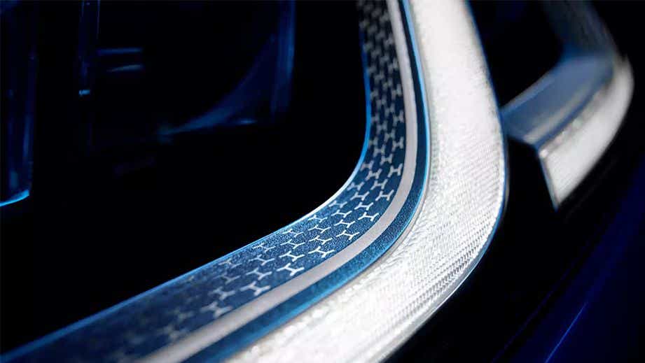 Headlight close-up of a Jaguar XF