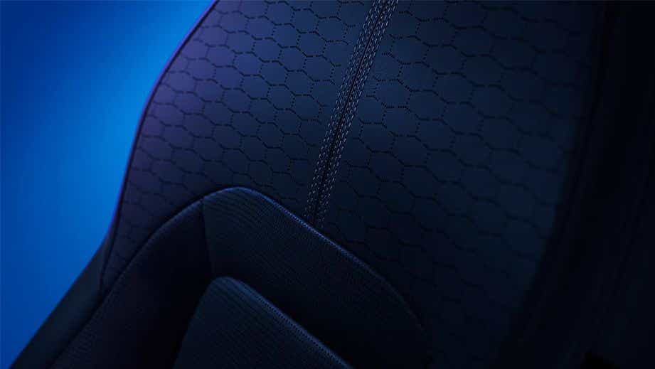 close-up of seat upholstery in a Jaguar XF