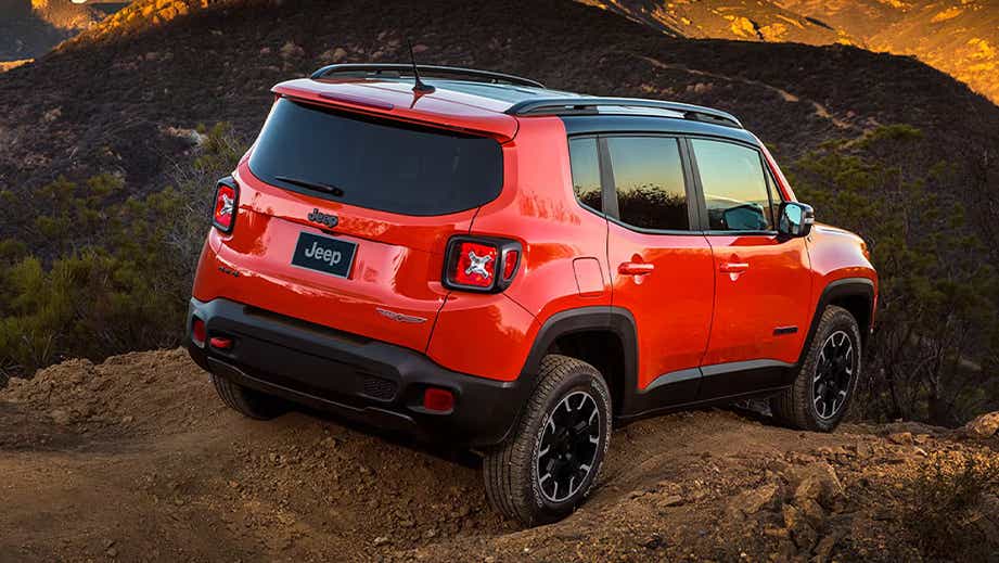 Rear three-quarter view of a Jeep Renegade