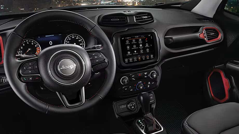 Interior dashboard of a Jeep Renegade