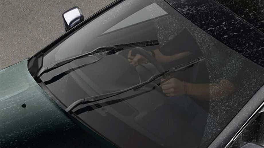 front windshield and wipers of a Jeep Compass