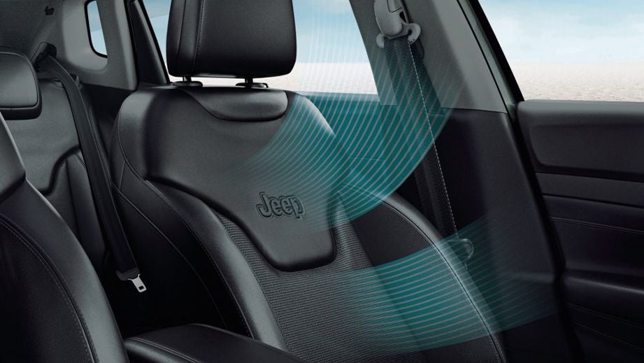 Front seat and door of a Jeep Compass interior