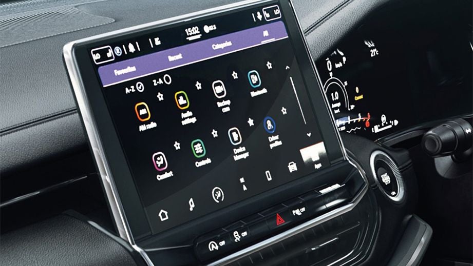 infotainment system and dashboard of a Jeep Compass