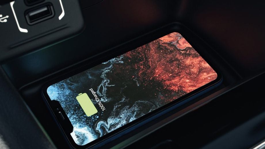 wireless charging pad close-up in a Jeep Compass