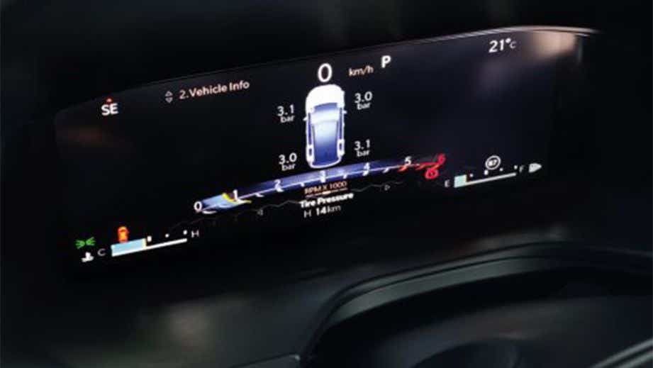 Instrument cluster display of a Jeep Compass