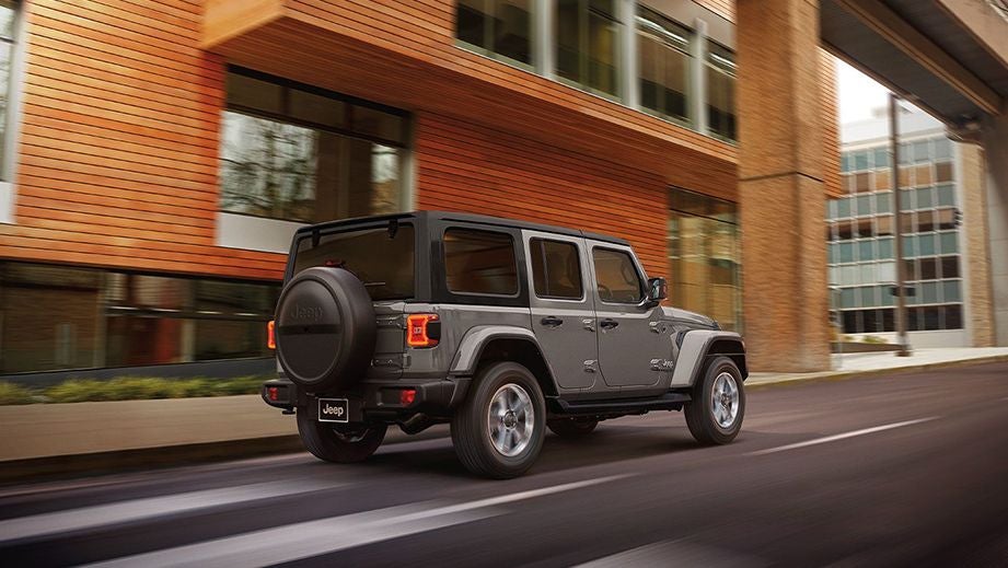 rear three-quarter view of a Jeep Wrangler 2021-2023