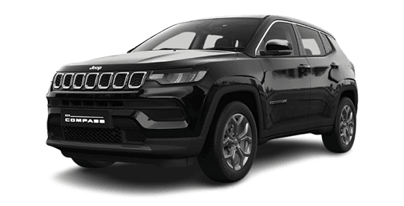 front three-quarter of a Brilliant Black Jeep Compass