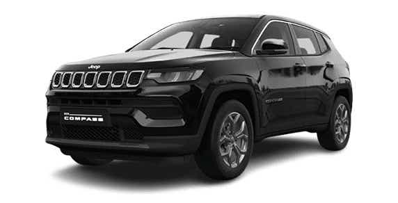 front three-quarter of a Brilliant Black Jeep Compass