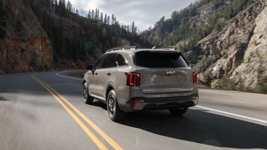 rear view of a Gravity Grey Kia Sorento