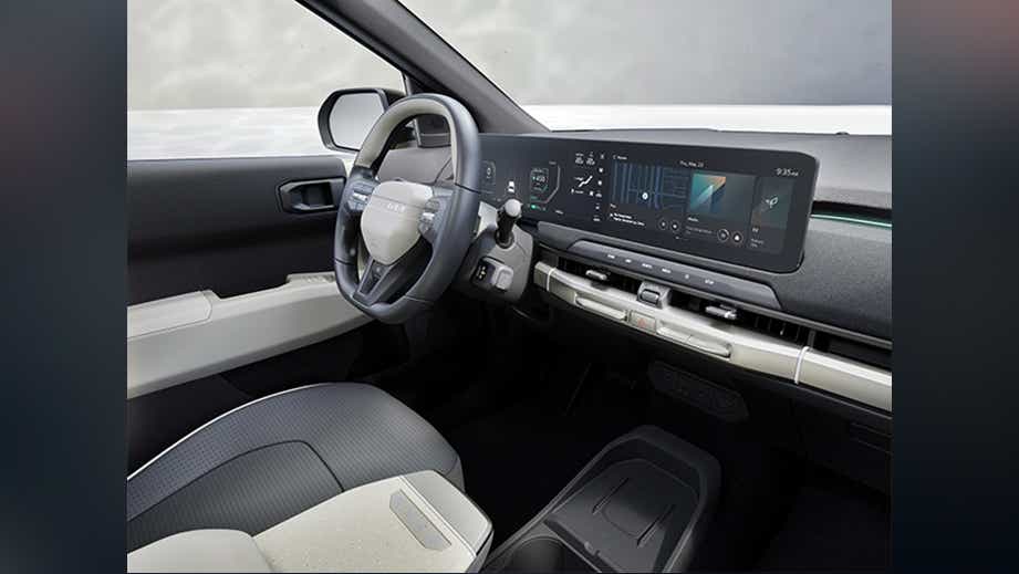 Interior dashboard view of a Kia EV3