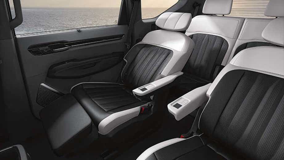 second row seats and interior of a Kia EV9