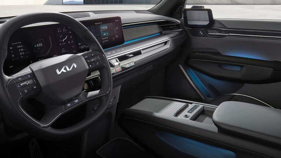 Interior dashboard view of a Kia EV9