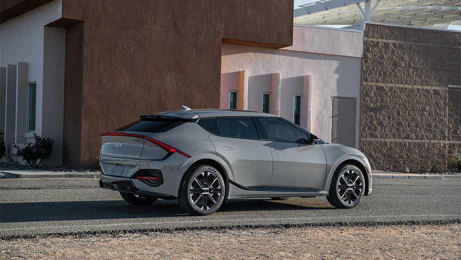 rear three-quarter view of a Kia EV6