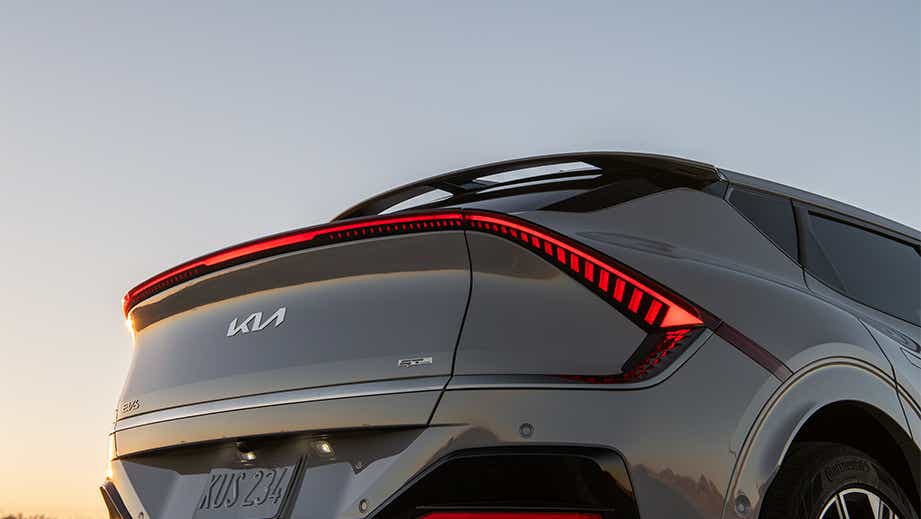rear three-quarter view of a Kia EV6