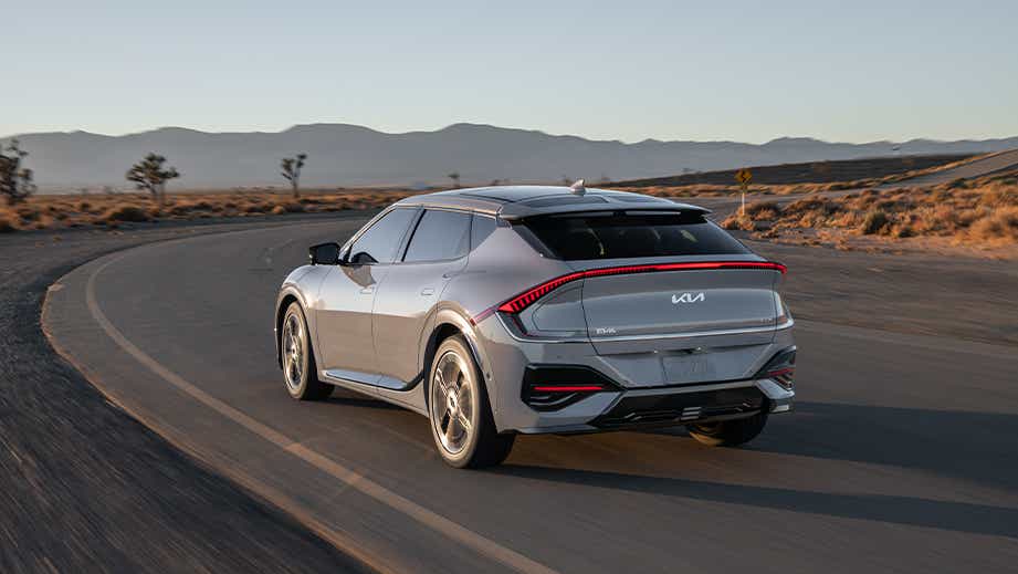 rear three-quarter of a Kia EV6