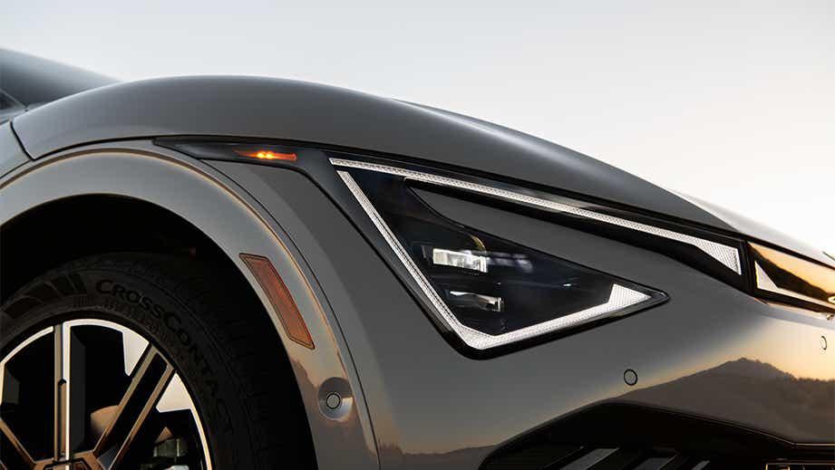 Headlight close-up of a Kia EV6