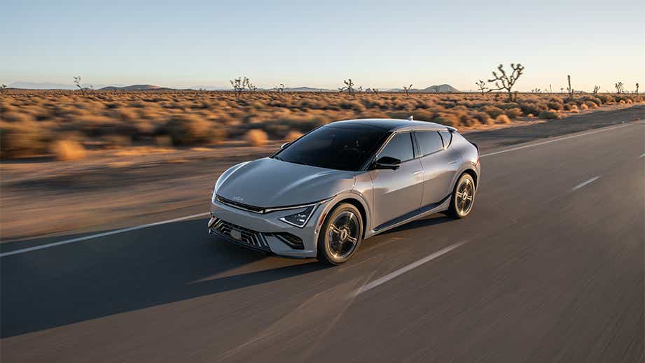 front three-quarter view of a Kia EV6