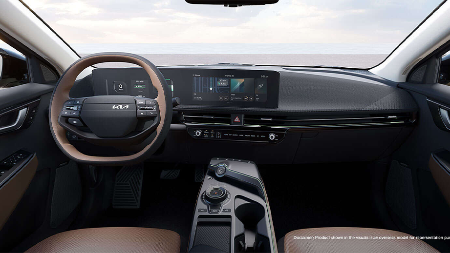 Dashboard and steering wheel of a Kia EV6