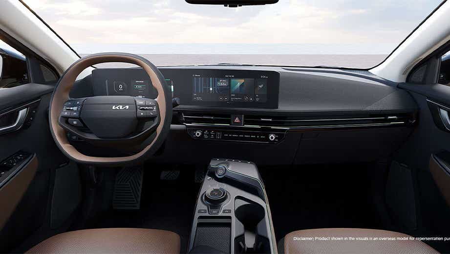 Dashboard and steering wheel of a Kia EV6