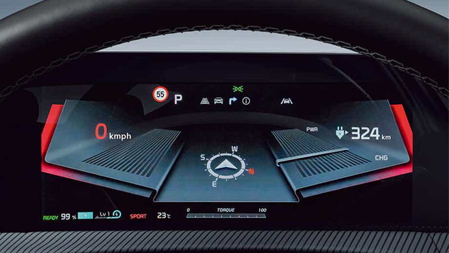 digital instrument cluster of a Kia EV6