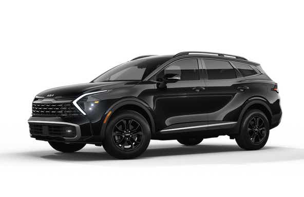front-side view of a Black Kia Sportage